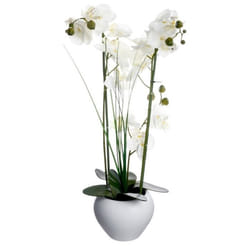 Atmosphera - Orchidée artificielle avec vase en céramique blanc - H. 53 cm