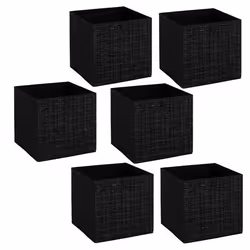 Five Simply Smart - Lot de 6 boites de rangement TWEED - L. 31 x l.31 x H. 31 cm - Noir