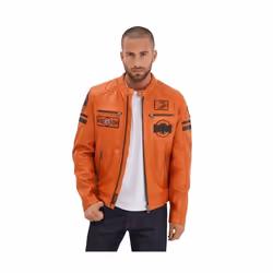 Blouson en cuir homme Daytona Ref 61168 Orange