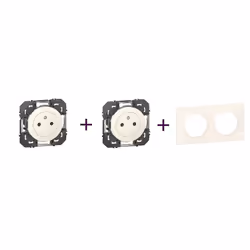 pack dooxie comprenant : 2x prises 2p+t 1x plaque 2P couleur blanc