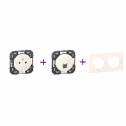 pack Dooxie comprenant 1x prise secteur 2P+T 1x prise RJ45 'ethernet) 1x plaque 2P couleur blanc