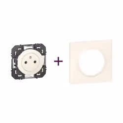 Pack Dooxie 1 prise secteur 2P+T couleur blanche 1 plaque de finition 1 poste couleur blanche