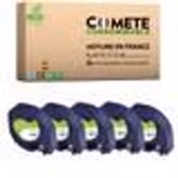 91200 - 5 Rubans Etiqueteuses compatible pour  DYMO  LetraTag 91200 - 12 mm x 4 m - Noir sur Blanc - COMETE CONSOMMABLE
