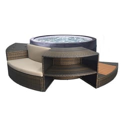 Spa portable semi-rigide Vita rond Bulles 4 places avec mobilier - Netspa