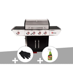 Barbecue à gaz avec chariot Manhattan 450GPI + plancha + Gant de protection + Dégraissant pour barbecue