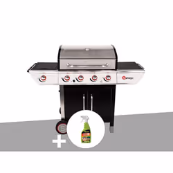 Barbecue à gaz avec chariot Manhattan 450GPI + plancha + Dégraissant pour barbecue