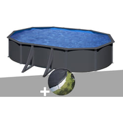 Kit piscine acier gris anthracite Gré Louko ovale 5,27 x 3,27 x 1,22 m + Bâche d'hivernage