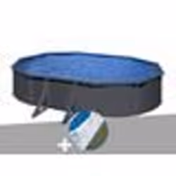 Kit piscine acier gris anthracite Gré Louko ovale 527 x 327 x 122 m + Tapis de sol