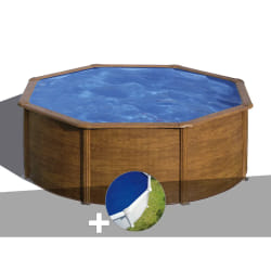 GRE Kit piscine acier Pacific ronde 3,70 x 1,22 m Bois