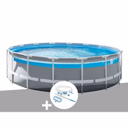 Kit piscine tubulaire Intex Prism Frame Clear Window ronde 4,88 x 1,22 m + Kit d'entretien