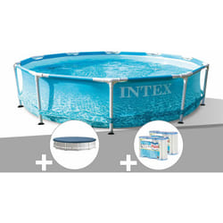 Kit piscine tubulaire Intex Metal Frame Ocean ronde 3,05 x 0,76 m + Bâche de protection + 6 cartouches de filtration