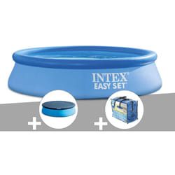 Intex - Kit piscine autoportée Easy Set 2,44 x 0,61 m + Bâche de protection + Bâche à bulles