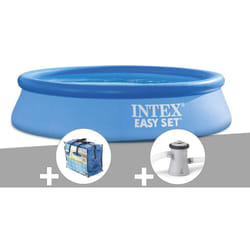 Intex - Kit piscine autoportée Easy Set 2,44 x 0,61 m + Bâche à bulles + Épurateur à cartouche