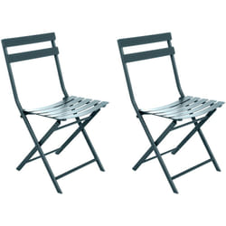 Lot de 2 Chaises de jardin métal pliante Greensboro Bleu Canard - Hespéride