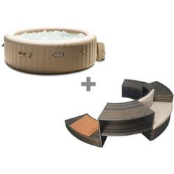 Pack spa gonflable Intex PureSpa Sahara rond Bulles 4 places + Ensemble mobilier