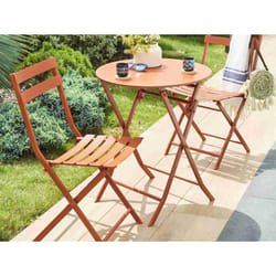 Salon de jardin rond en métal Greensboro ø 60 cm Ambre avec 2 chaises - Hespéride