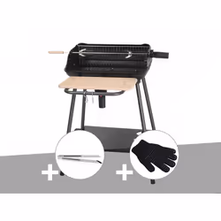Barbecue charbon Bergamo Somagic + Pince en inox + Gant de protection
