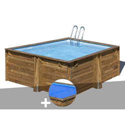 Kit piscine bois Gré Carra 3,05 x 3,05 x 1,19 m + Bâche à bulles