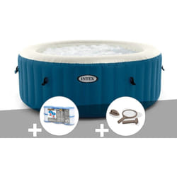Kit spa gonflable Intex PureSpa Blue One rond Bulles 2/4 places + 6 filtres + Kit d'entretien