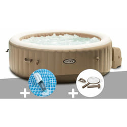 Kit spa gonflable Intex PureSpa Sahara rond Bulles 4 places + Kit d'entretien + Aspirateur