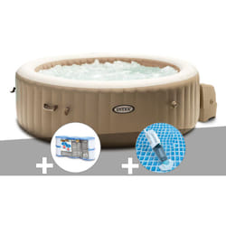 Kit spa gonflable Intex PureSpa Sahara rond Bulles 4 places + 6 filtres + Aspirateur