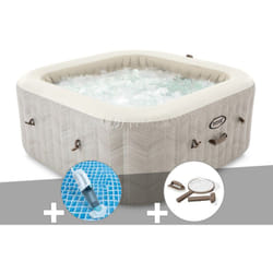 Kit spa gonflable Intex PureSpa Chevron carré Bulles 6 places + Aspirateur + Kit d'entretien