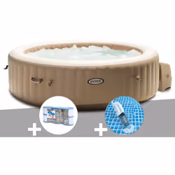 Spa gonflable de la marque Intex, modèle rond 6 places à bulles, coloris beige Ce spa Intex dispose de 140 diffuseurs à bulle ...