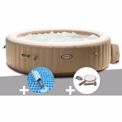 Spa gonflable de la marque Intex, modèle rond 6 places à bulles, coloris beige Ce spa Intex dispose de 140 diffuseurs à bulle ...