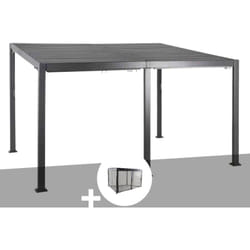 Pergola bioclimatique Avila 4 x 3 m graphite en aluminium + 6 moustiquaires - Hespéride