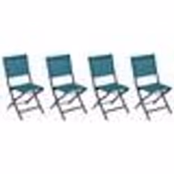 Lot de 4 chaises de jardin en aluminium pliables Bleu Canard Essentia - Hespéride