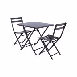 Salon de jardin carré en métal Greensboro 70 x 70 cm Graphite avec 2 chaises - Hespéride