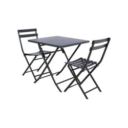 Salon de jardin carré en métal Greensboro 70 x 70 cm Graphite avec 2 chaises - Hespéride