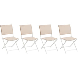 Hesperide - Lot de 4 chaises de jardin en aluminium pliables Lin et Blanc Axant - Hespéride