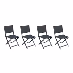 Lot de 4 chaises de jardin pliables Poivre et Graphite Allure - Hespéride