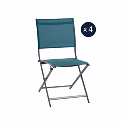 Lot de 4 chaises de jardin en aluminium pliables Bleu Canard Axant - Hespéride