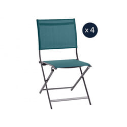 Lot de 4 chaises de jardin en aluminium pliables Bleu Canard Axant - Hespéride