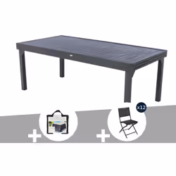 Table de jardin extensible Piazza de la marque Hespéride. Elle vous permet d'accueillir de 10 à 12 personnes. Entièrement en  ...