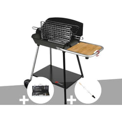 Barbecue Horizontal et Vertical Excel Grill + Malette 8 accessoires inox + Kit tournebroche - Somagic