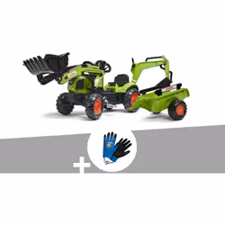 Tractopelle enfant Claas Arion 410 + remorque + excavatrice de la marque Falk. Lancez-vous dans les grands travaux avec ce tr ...