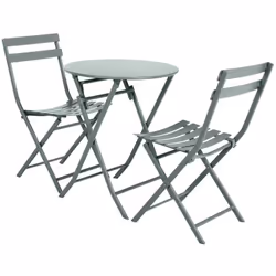Salon de jardin Greensboro Hespéride rond 2 places Ce petit salon de jardin pour balcon et petit espace vous offrira un endro ...