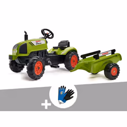 Tracteur enfant Claas Arion 410 avec remorque 2 à 5 ans Falk + Gants