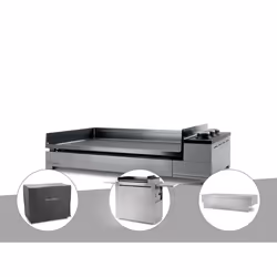 Plancha gaz Premium 75 inox avec couvercle, chariot et housse - Forge Adour
