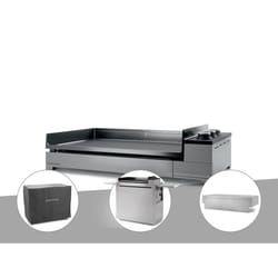Plancha gaz Premium 75 inox avec couvercle, chariot et housse - Forge Adour