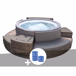 Spa portable Netspa semi-rigide Vita Premium rond Bulles 4-6 places avec mobilier + 3 cartouches de filtration