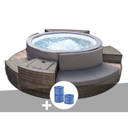 Spa portable Netspa semi-rigide Vita Premium rond Bulles 4-6 places avec mobilier + 3 cartouches de filtration