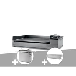 Plancha gaz Premium 75 inox avec chariot et couvercle - Forge Adour