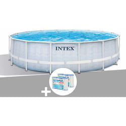 Kit piscine tubulaire Intex Chevron ronde 4,88 x 1,22 m + 6 cartouches de filtration