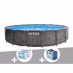 Kit piscine tubulaire Intex Baltik ronde 5,49 x 1,22 m + Bâche à bulles + 6 cartouches de filtration - TU