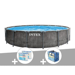 Kit piscine tubulaire Intex Baltik ronde 5,49 x 1,22 m + Bâche à bulles + 6 cartouches de filtration - TU