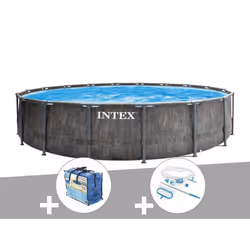 Kit piscine tubulaire Intex Baltik ronde 5,49 x 1,22 m + Bâche à bulles + Kit d'entretien - TU